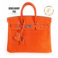 Birkin 25 Tangerine Shiny Lizard