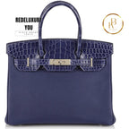 Birkin 30 In Bleu Touch Veau Togo/Croc Nilo