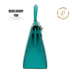 Kelly 28 Sellier Bleu Paon (Special Order)