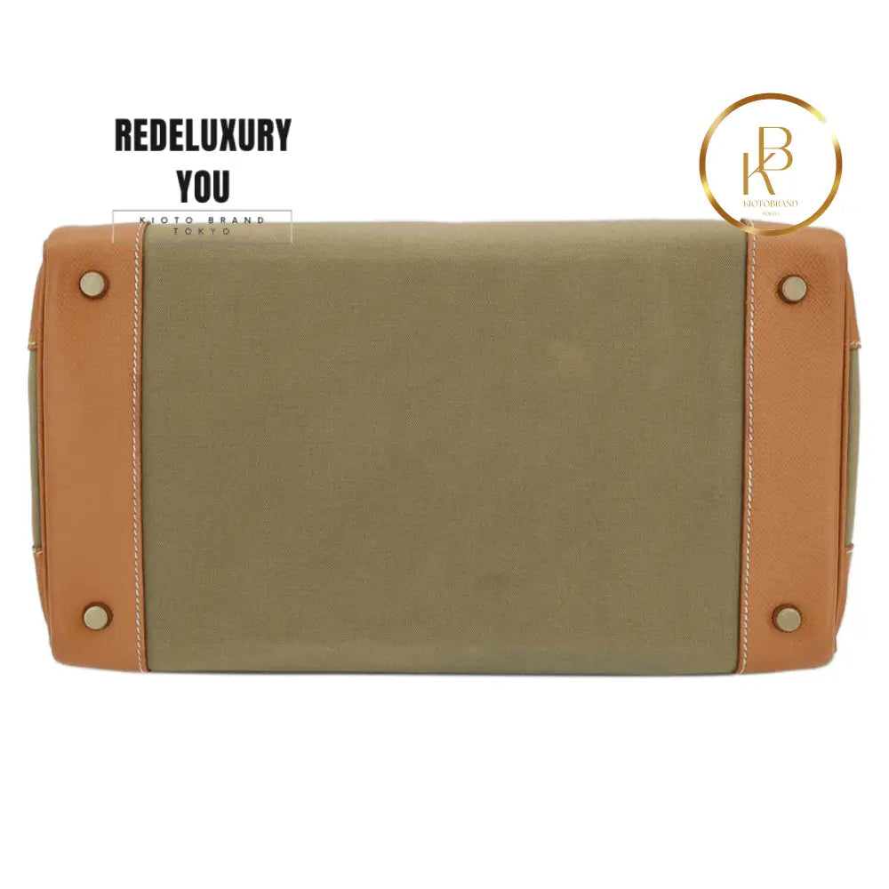 Birkin 35 Gold & Green Courchevel Canvas
