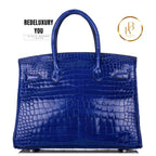 Birkin 30 Bleu Electrique Shiny Porosus Crocodile