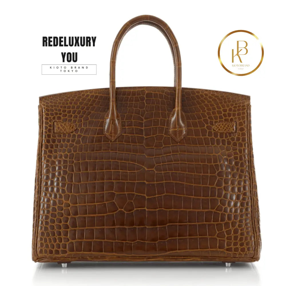 Birkin 35 Miel Shiny Porosus Crocodile