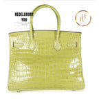 Birkin 30 Shiny Vert Anis Porosus Crocodile Phw