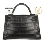 Kelly 20 Mini Black Matte Alligator