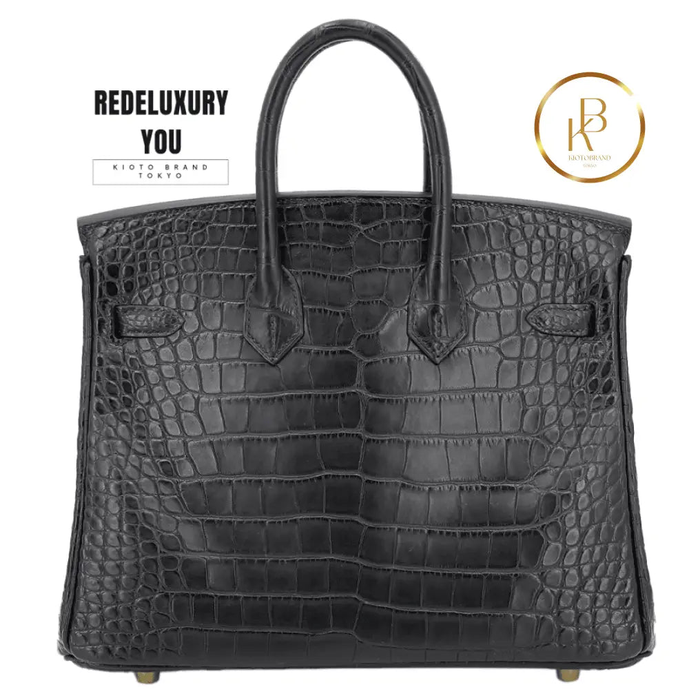 Birkin 25 Black Matte Alligator