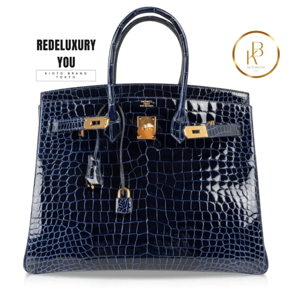 Birkin 35 Blue Sapphire Porosus Crocodile