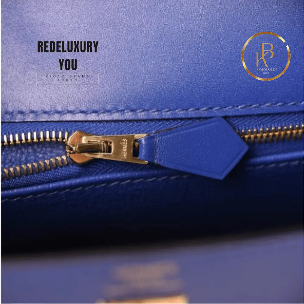 Kelly 25 Sellier Bleu Electrique Tadelakt