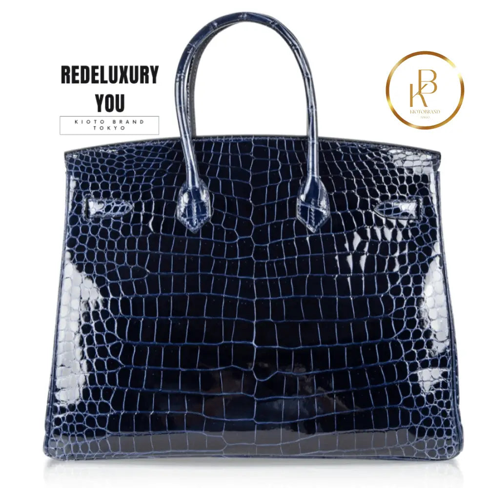 Birkin 35 Blue Sapphire Porosus Crocodile