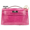Kelly Pochette Shiny Nile Croc Rose Scheherazade