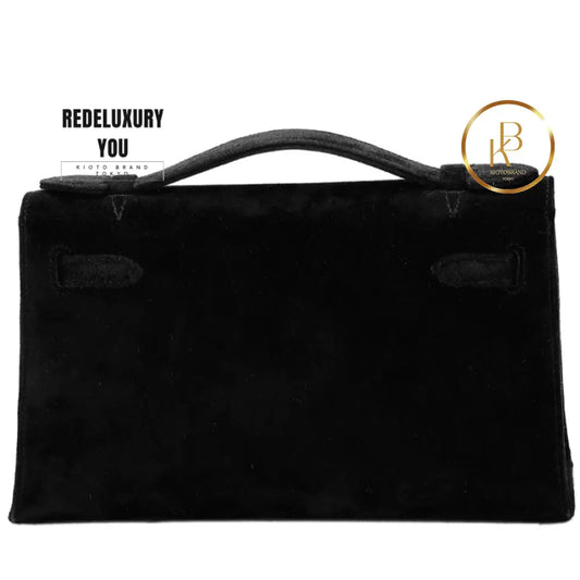 Kelly Pochette Clutch Black Doblis Suede