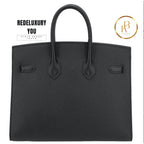 Birkin 25 Sellier Black Epsom Palladium