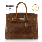 Birkin 35 Miel Shiny Porosus Crocodile