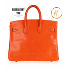 Birkin 25 Tangerine Shiny Lizard