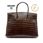 Birkin 30 Chocolate Shiny Porosus Crocodile