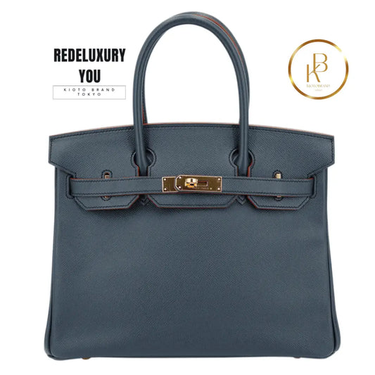 Birkin 30 Contour Bleu Indigo Rouge