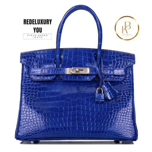 Birkin 30 Bleu Electrique Shiny Porosus Crocodile