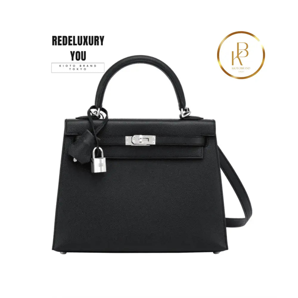 Kelly 25 Jet Black Epsom Sellier Palladium Hardware